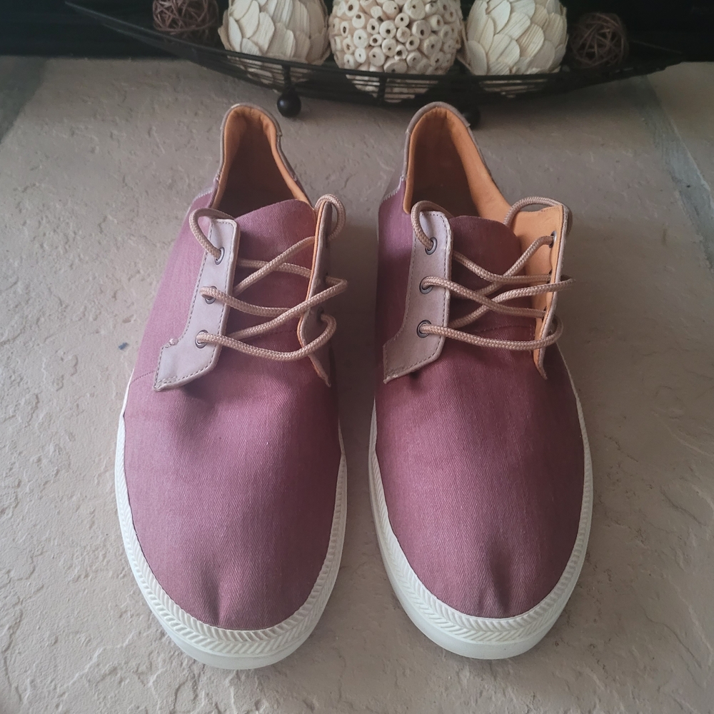 Size 11.5 Bixby Nomad Red Canvas Ulealian Vulcanized Lace- up Men Shoes